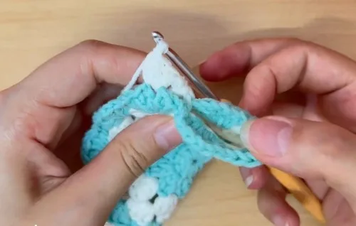 Fan stitch crochet towel holder with a wrapped ring — photo 4
