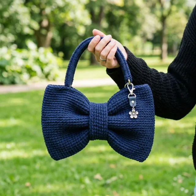 Ribbed Bow Shoulder Purse Crochet Pattern With Firm Fabric