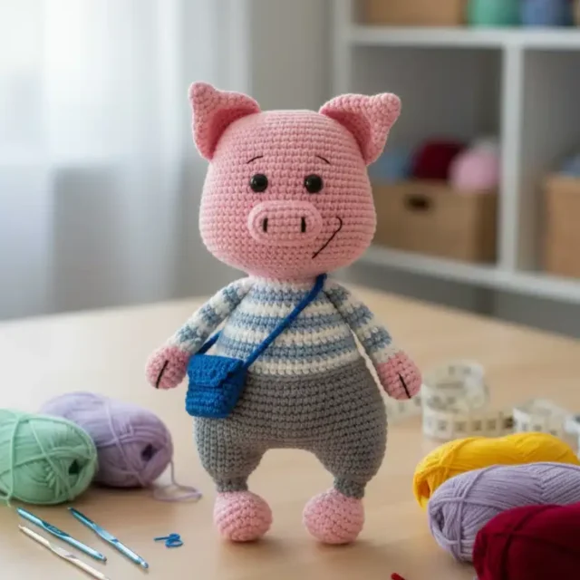 Single Crochet Pig Amigurumi With Dense, Compact Texture