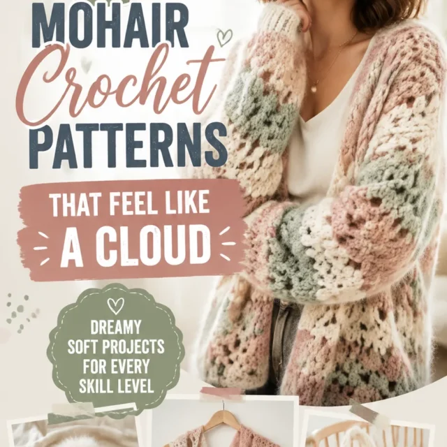 Open cardigan in mohair cloud lace stitch