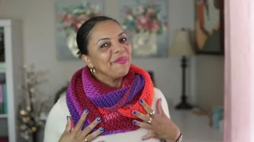 Ridged half double crochet infinity scarf from a mandala yarn cake