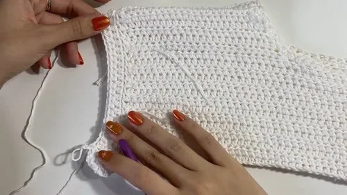 Short sleeve cotton shrug worked in half double crochet — photo 2